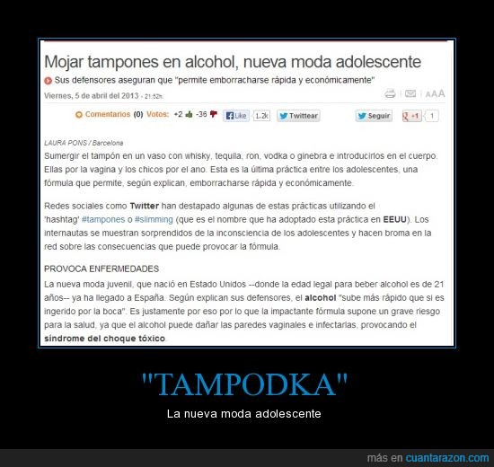 Meterse un tampon con alcohol